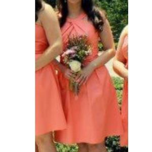 David’s Bridal short cotton dress Y neck (Coral) size: 6 Style: 83690
